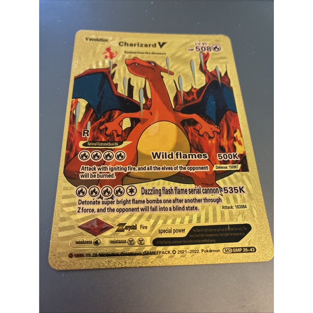 Pokemon Charizard V 508HP Evolution Wild Flames Gold Foil Fan Art Card SMP 26-43